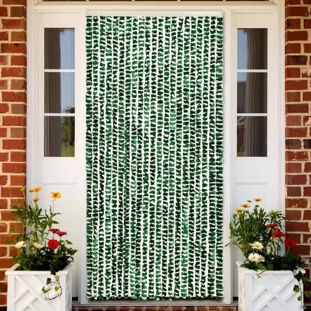 Vliegengordijn 90X220 Cm Chenille Groen En Wit