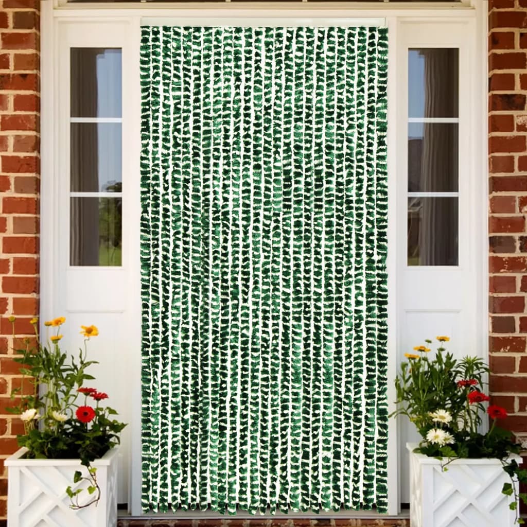 Vliegengordijn 100X220 Cm Chenille Groen En Wit