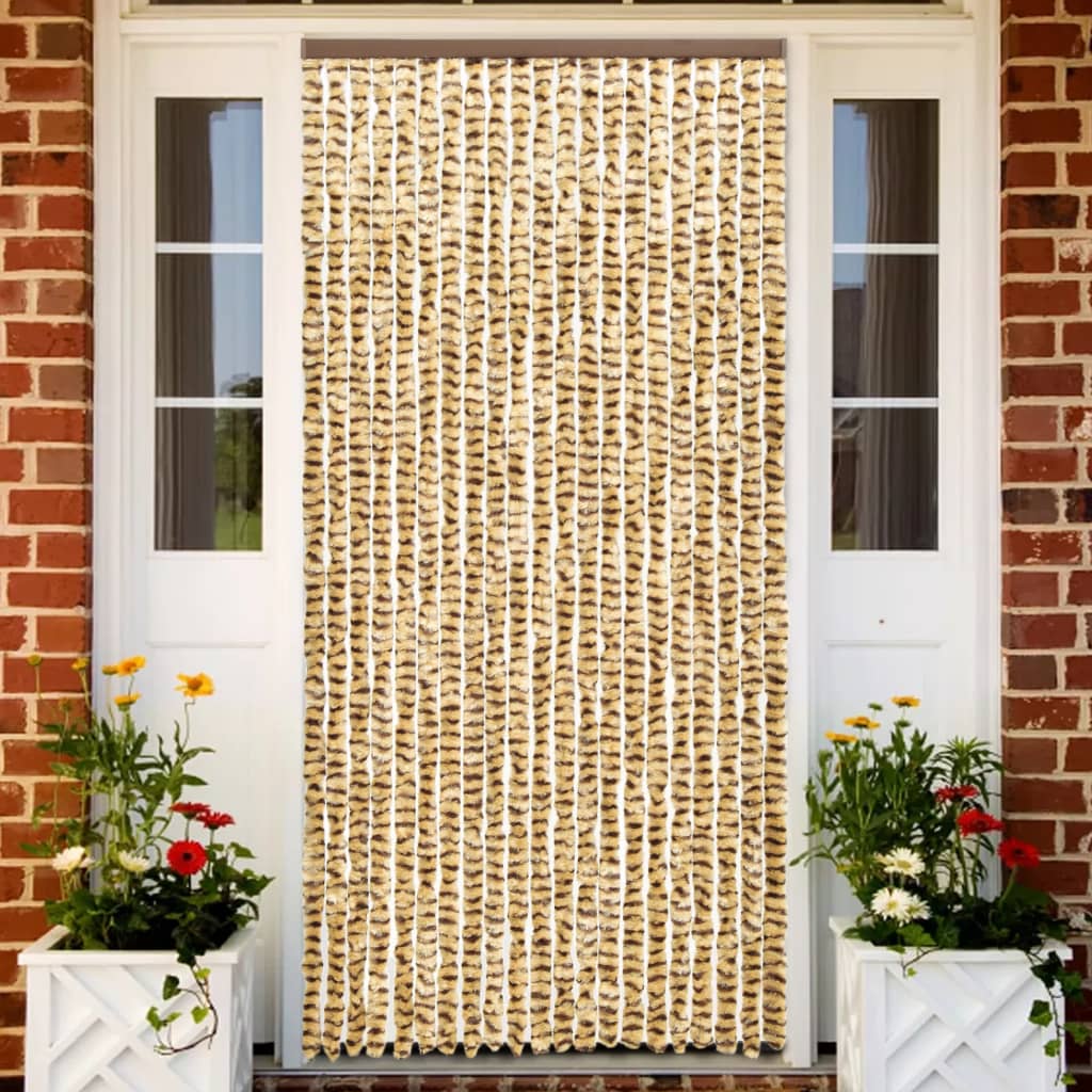 Vliegengordijn 56X185 Cm Chenille Beige En Bruin