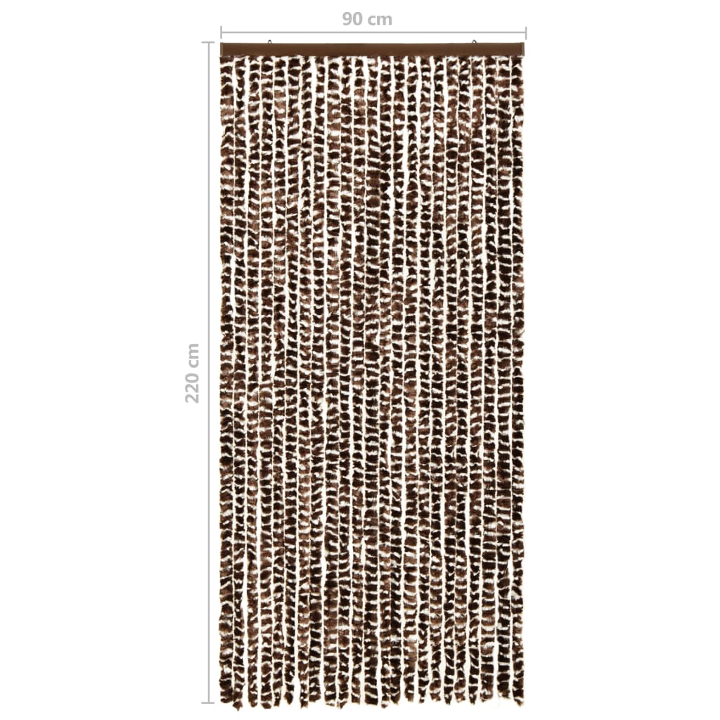 Vliegengordijn 90X220 Cm Chenille Bruin En Wit