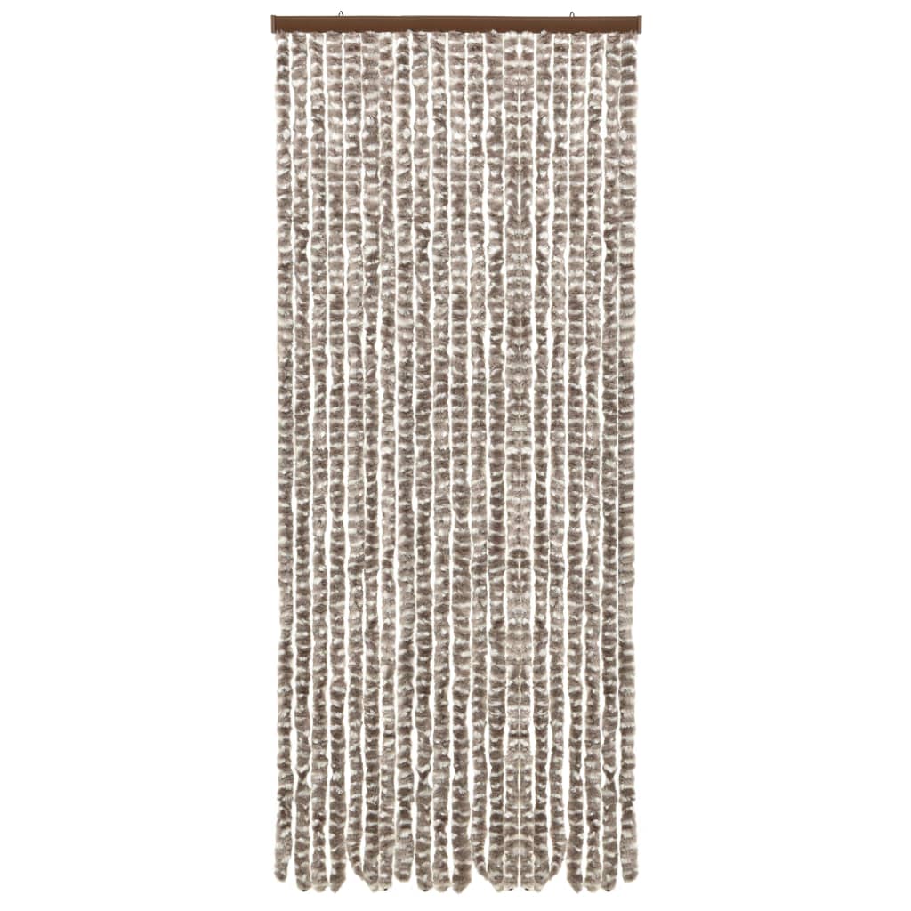 Vliegengordijn 56X185 Cm Chenille Taupe En Wit