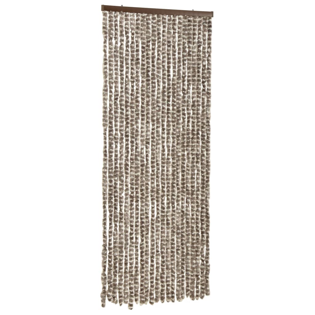 Vliegengordijn 56X185 Cm Chenille Taupe En Wit