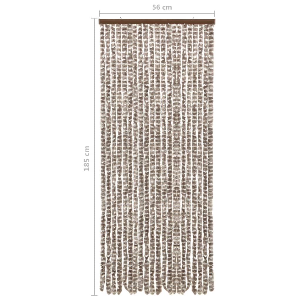 Vliegengordijn 56X185 Cm Chenille Taupe En Wit