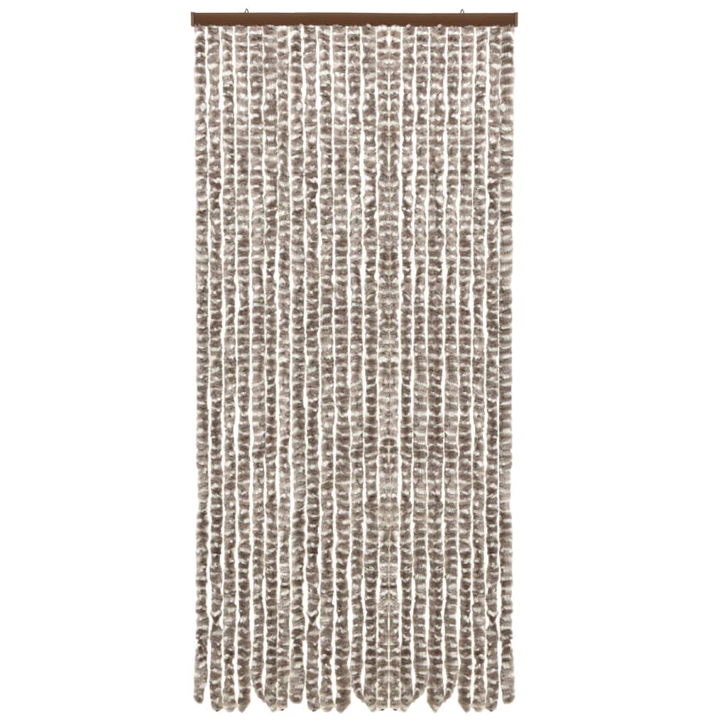 Vliegengordijn 90X220 Cm Chenille Taupe En Wit