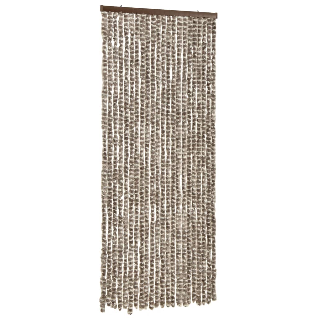 Vliegengordijn 90X220 Cm Chenille Taupe En Wit