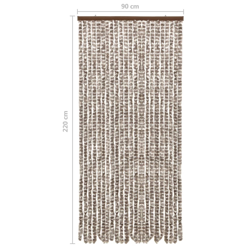 Vliegengordijn 90X220 Cm Chenille Taupe En Wit