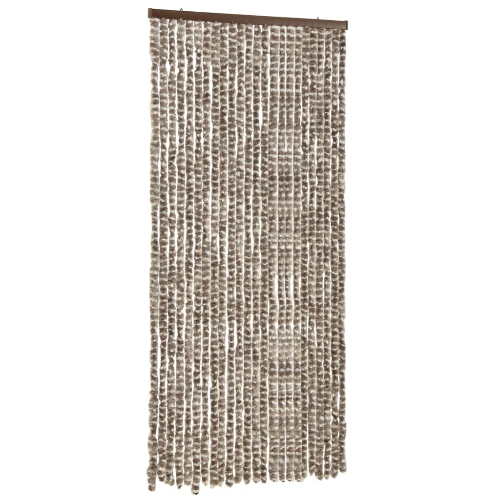 Vliegengordijn 100X220 Cm Chenille Taupe En Wit