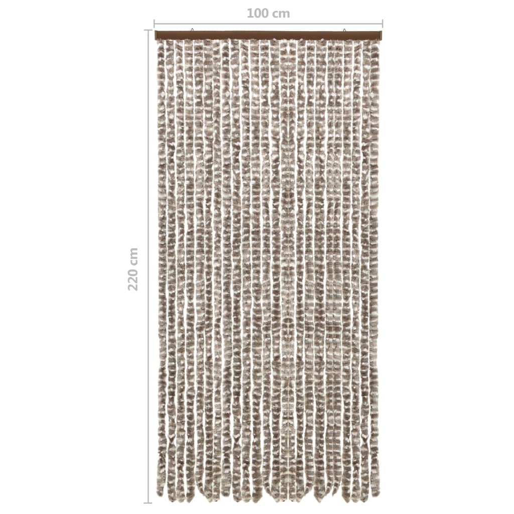 Vliegengordijn 100X220 Cm Chenille Taupe En Wit