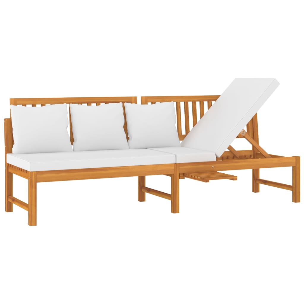Dagbed Met Crèmekleurig Kussen 200X60X75 Cm Massief Acaciahout