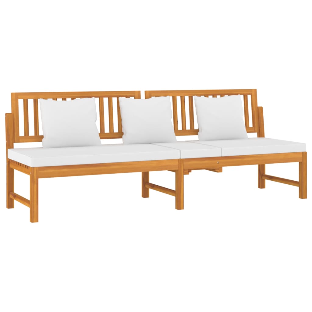 Dagbed Met Crèmekleurig Kussen 200X60X75 Cm Massief Acaciahout