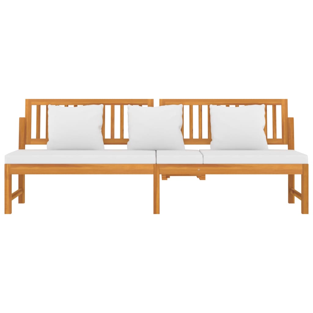 Dagbed Met Crèmekleurig Kussen 200X60X75 Cm Massief Acaciahout