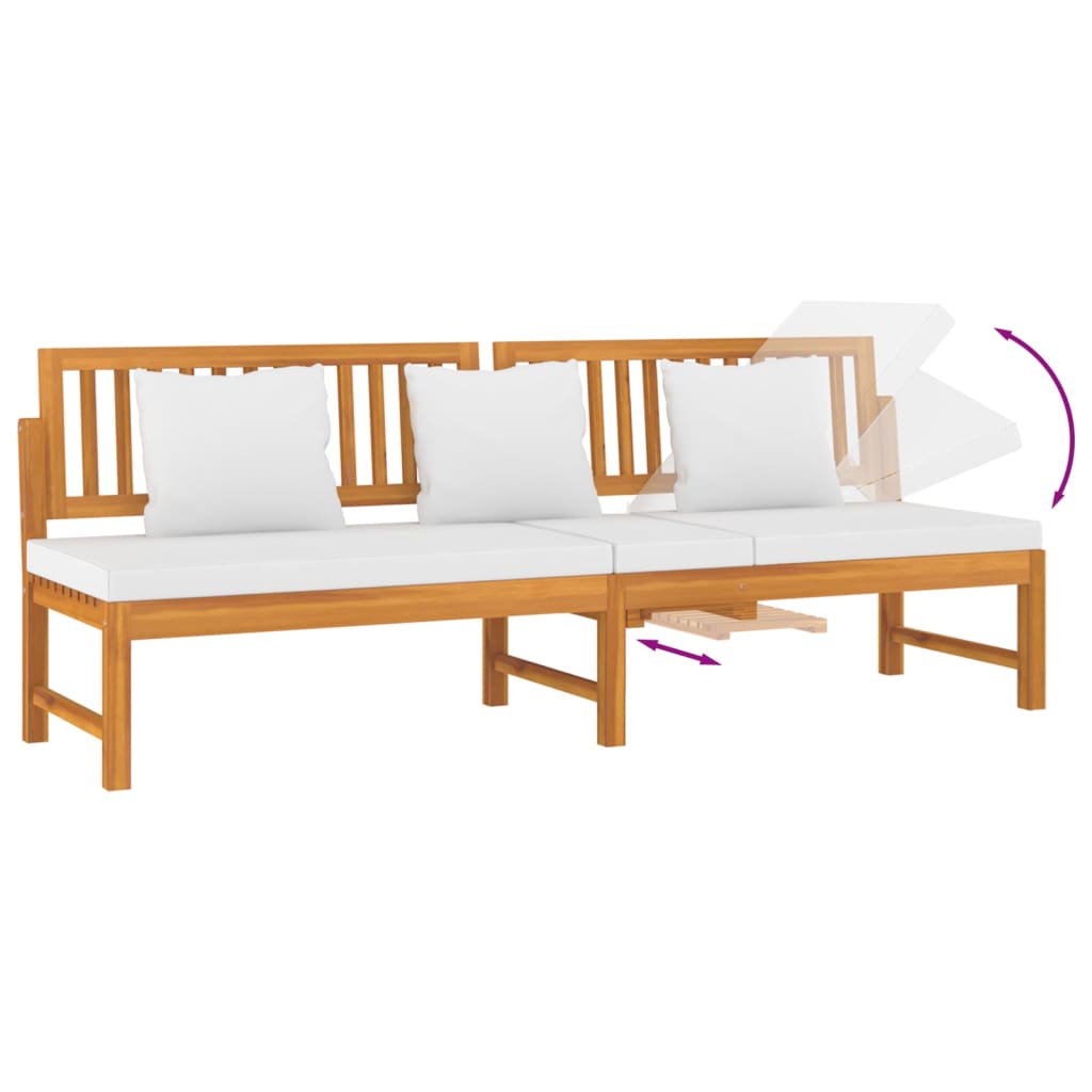 Dagbed Met Crèmekleurig Kussen 200X60X75 Cm Massief Acaciahout