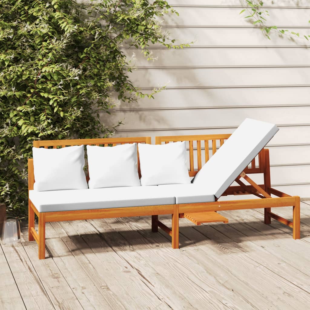 Dagbed Met Crèmekleurig Kussen 200X60X75 Cm Massief Acaciahout