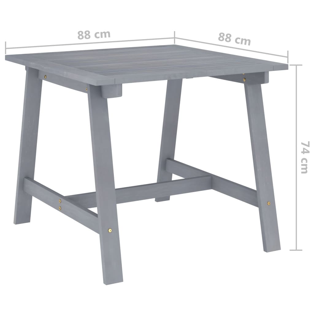 Tuintafel 88X88X74 Cm Massief Acaciahout Grijs