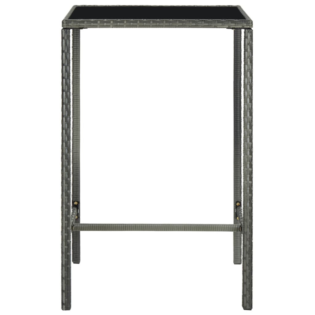 Tuinbartafel 70X70X110 Cm Poly Rattan En Glas Grijs