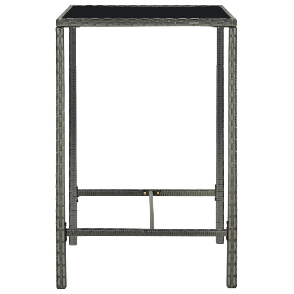 Tuinbartafel 70X70X110 Cm Poly Rattan En Glas Grijs
