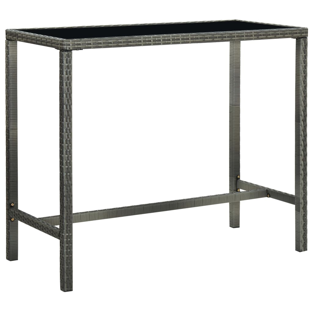 Tuinbartafel 130X60X110 Cm Poly Rattan En Glas Grijs