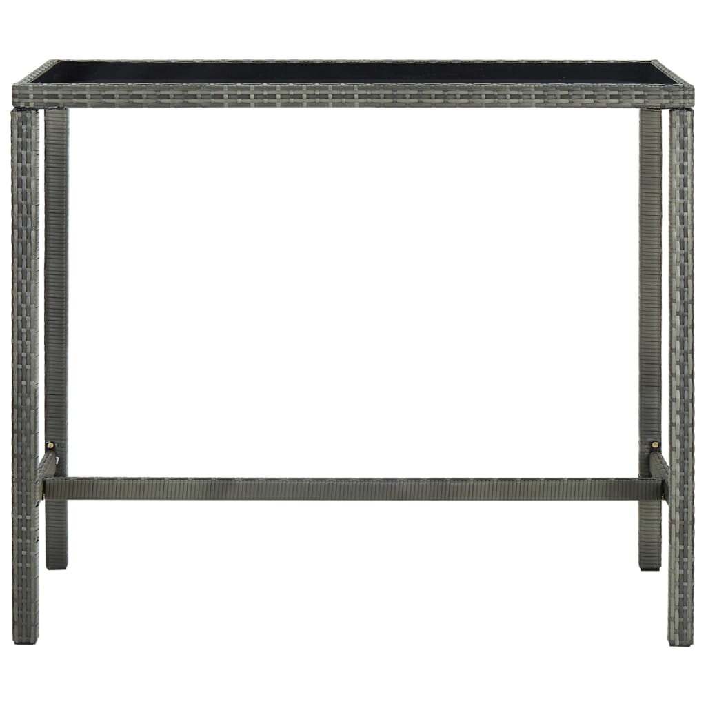 Tuinbartafel 130X60X110 Cm Poly Rattan En Glas Grijs
