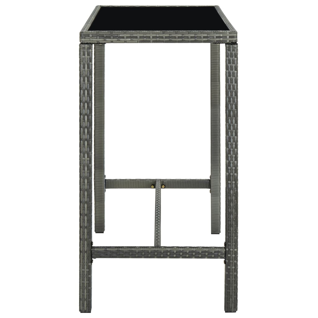 Tuinbartafel 130X60X110 Cm Poly Rattan En Glas Grijs