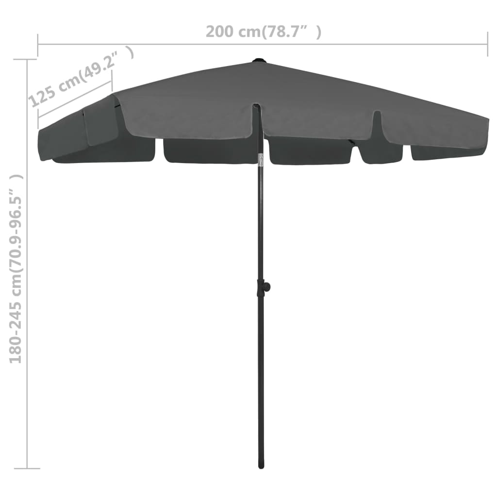 Strandparasol 200X125 Cm Antracietkleurig