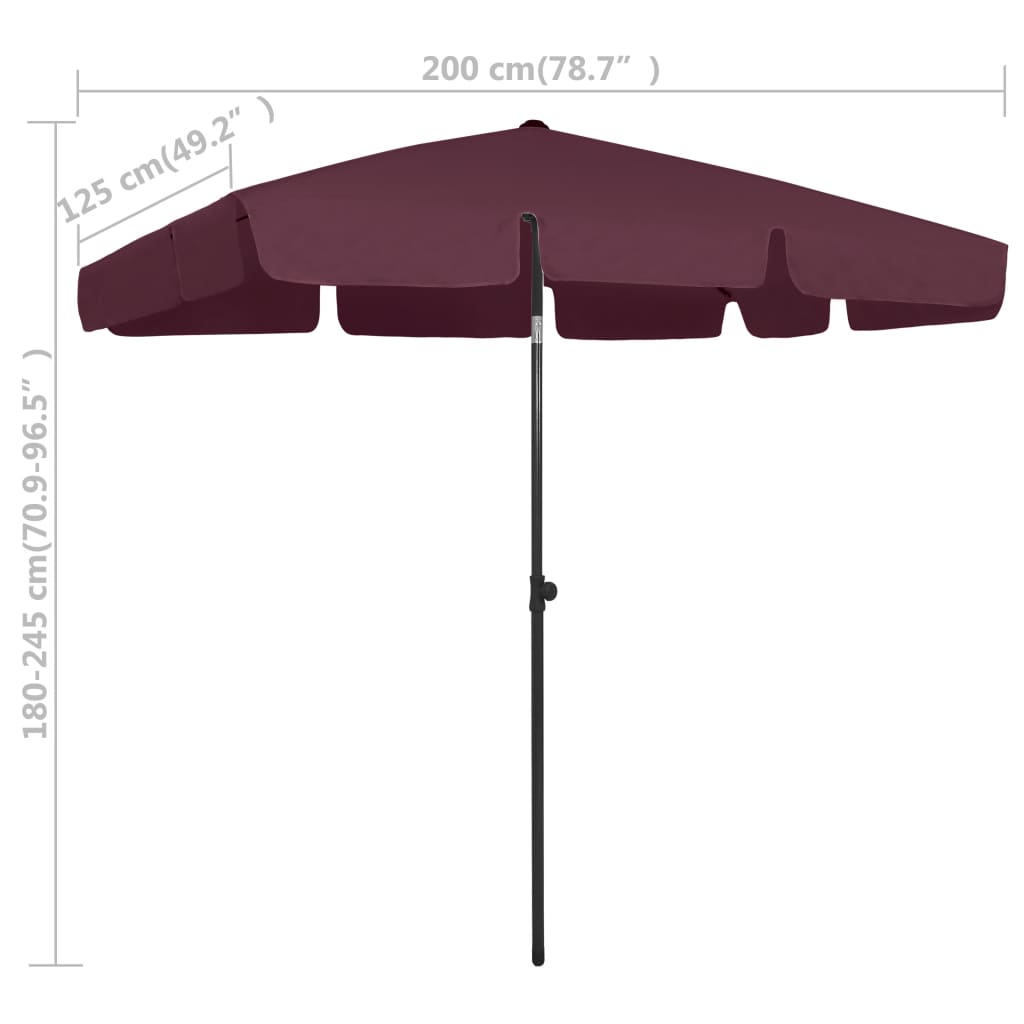 Strandparasol 200X125 Cm Bordeauxrood