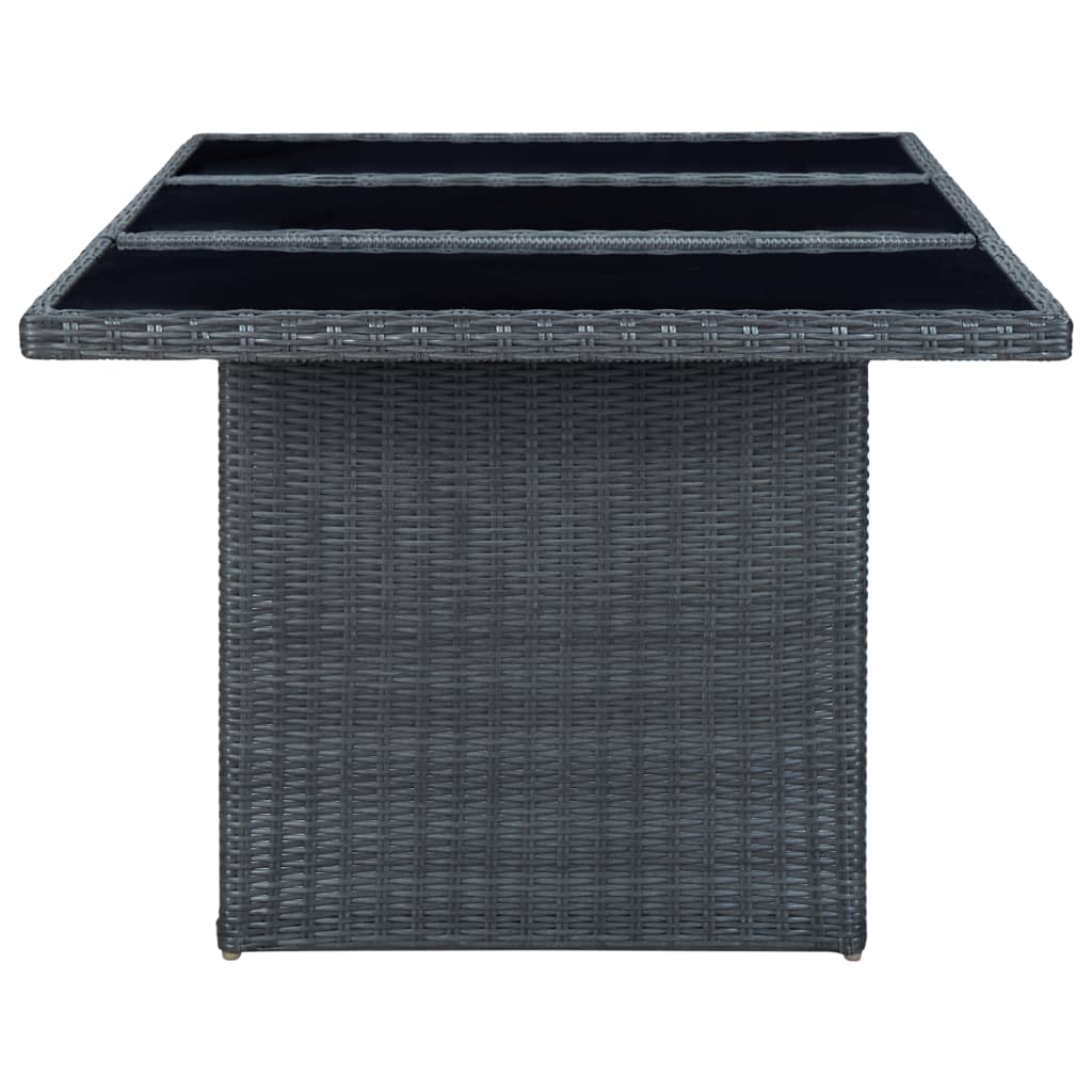 Tuintafel Poly Rattan En Gehard Glas Donkergrijs