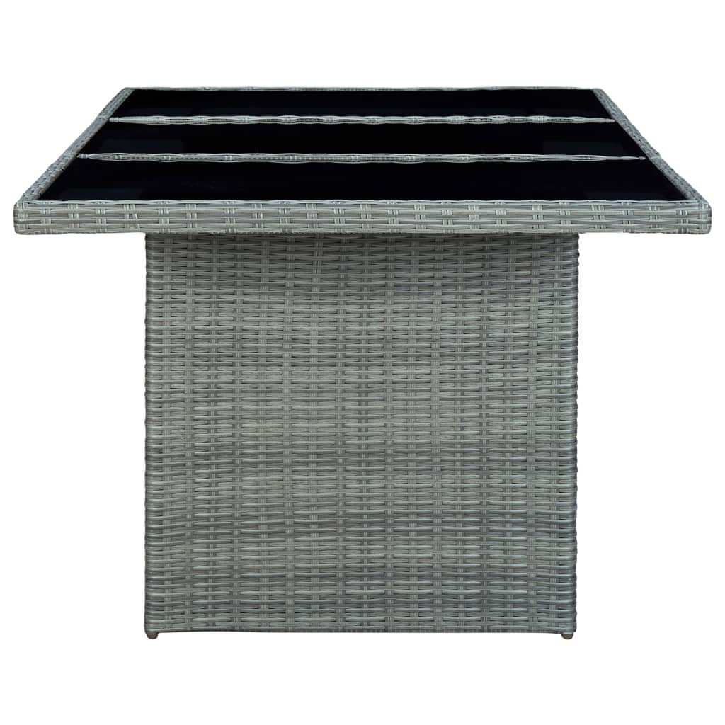 Tuintafel Poly Rattan En Gehard Glas Lichtgrijs