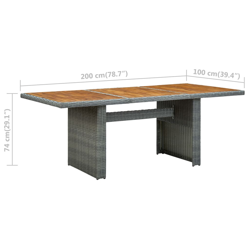Tuintafel Poly Rattan En Massief Acaciahout Lichtgrijs
