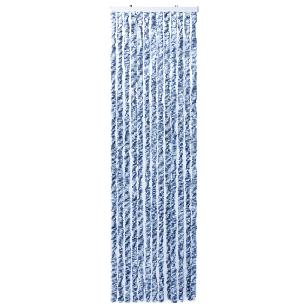 Vliegengordijn 90X200 Cm Chenille Blauw En Wit