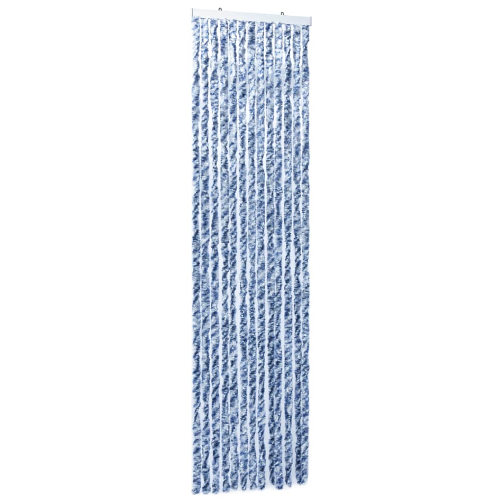 Vliegengordijn 90X200 Cm Chenille Blauw En Wit
