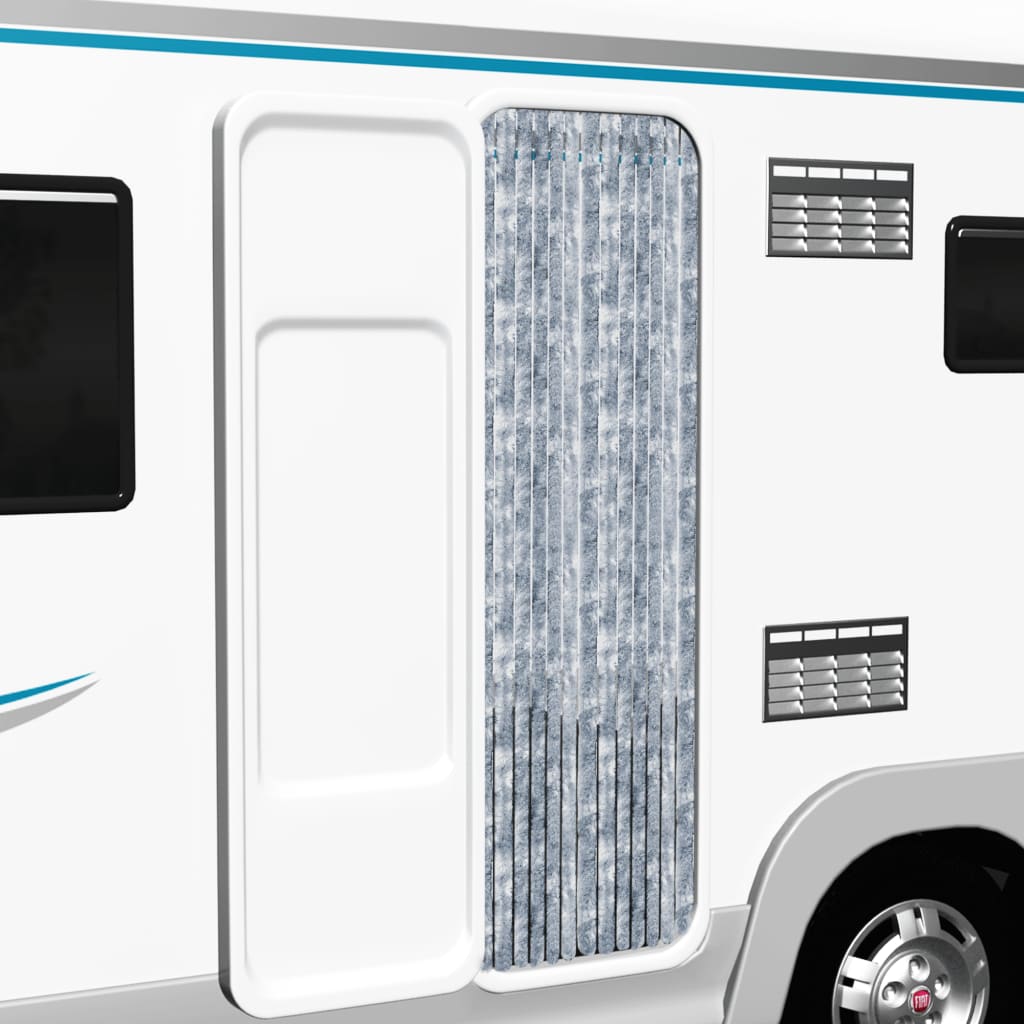 Vliegengordijn 56X200 Cm Chenille Wit En Grijs