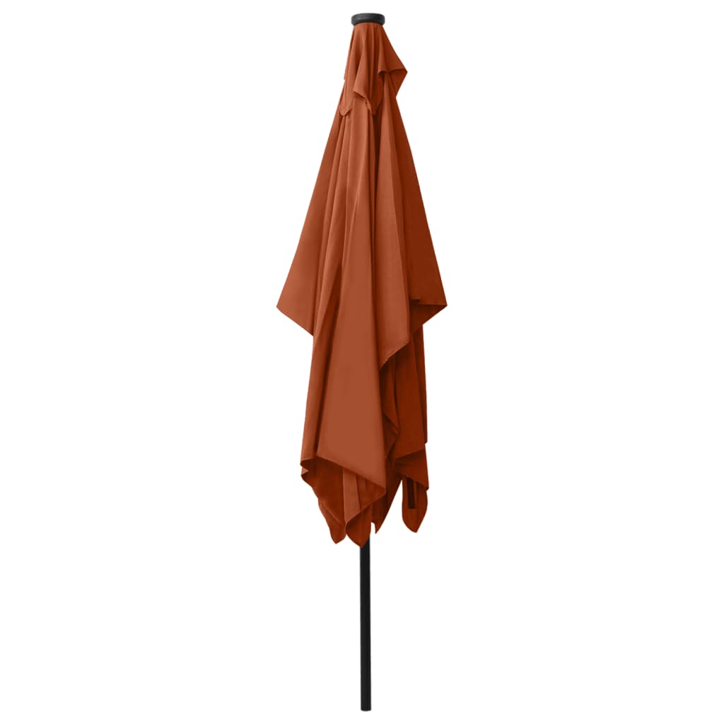 Parasol Met Led's En Stalen Paal 2X3 M Terracottakleurig