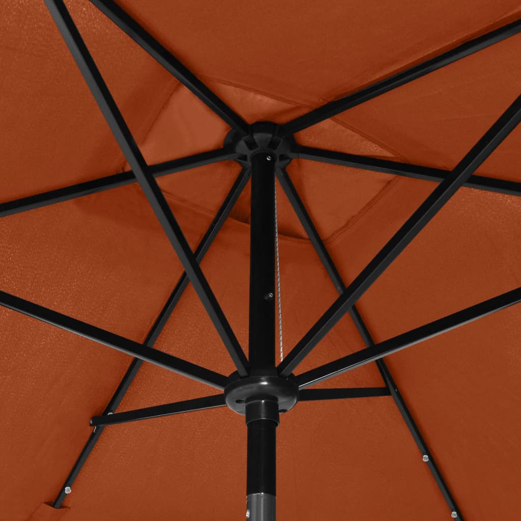 Parasol Met Led's En Stalen Paal 2X3 M Terracottakleurig