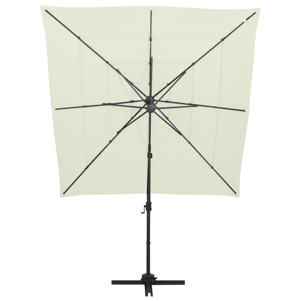 Parasol 4-Laags Met Aluminium Paal 250X250 Cm Zandkleurig