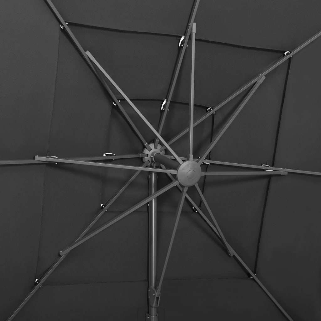 Parasol 4-Laags Met Aluminium Paal 250X250 Cm Antracietkleurig