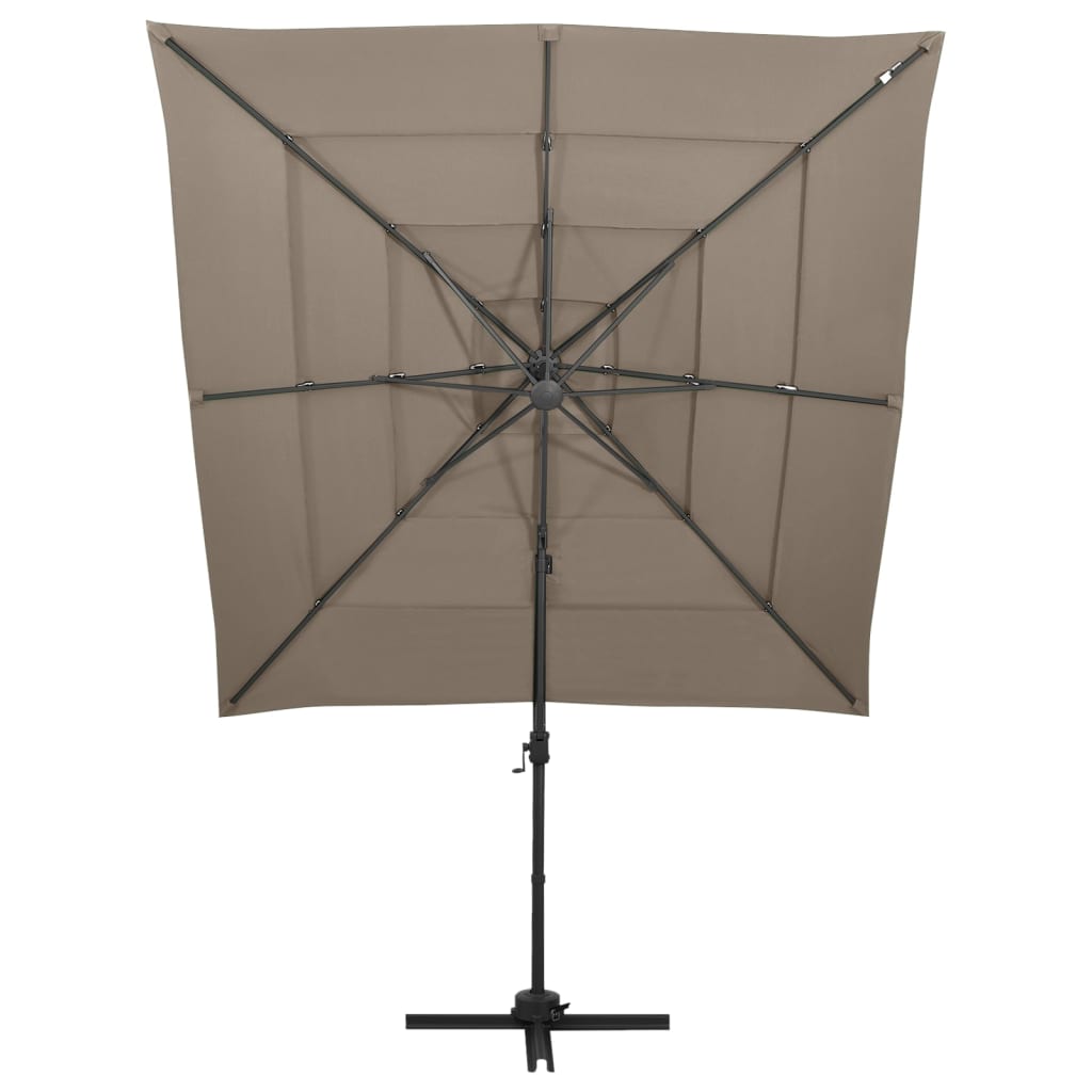 Sonnenschirm 4-lagig mit Aluminiumstange 250 x 250 cm Taupe