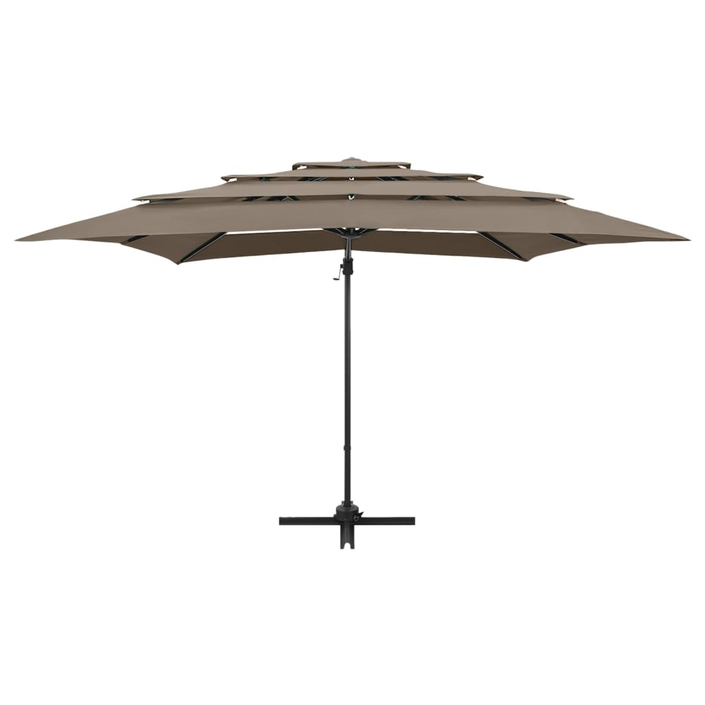 Sonnenschirm 4-lagig mit Aluminiumstange 250 x 250 cm Taupe