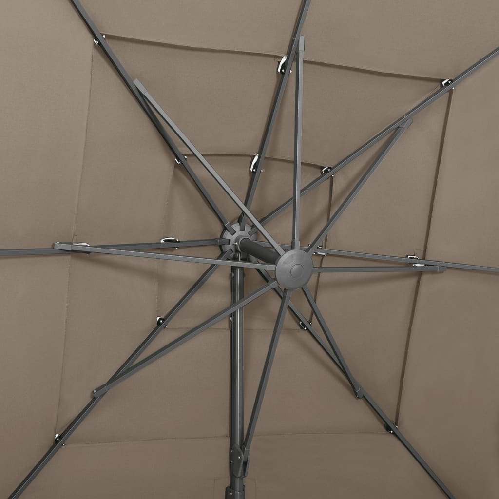 Sonnenschirm 4-lagig mit Aluminiumstange 250 x 250 cm Taupe