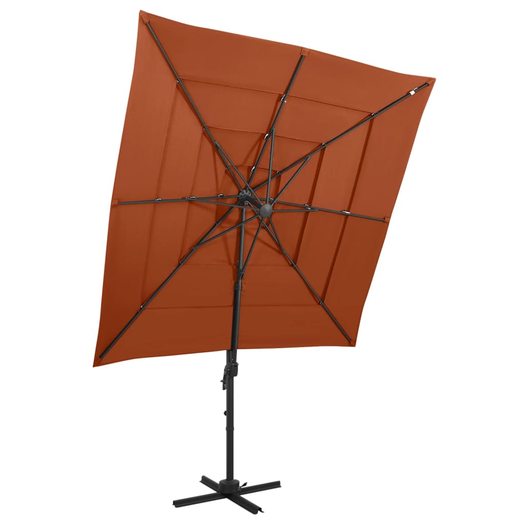 Parasol 4-Laags Met Aluminium Paal 250X250 Cm Terracottakleurig
