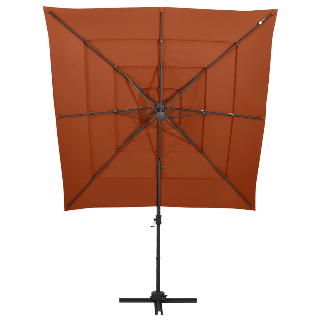 Parasol 4-Laags Met Aluminium Paal 250X250 Cm Terracottakleurig