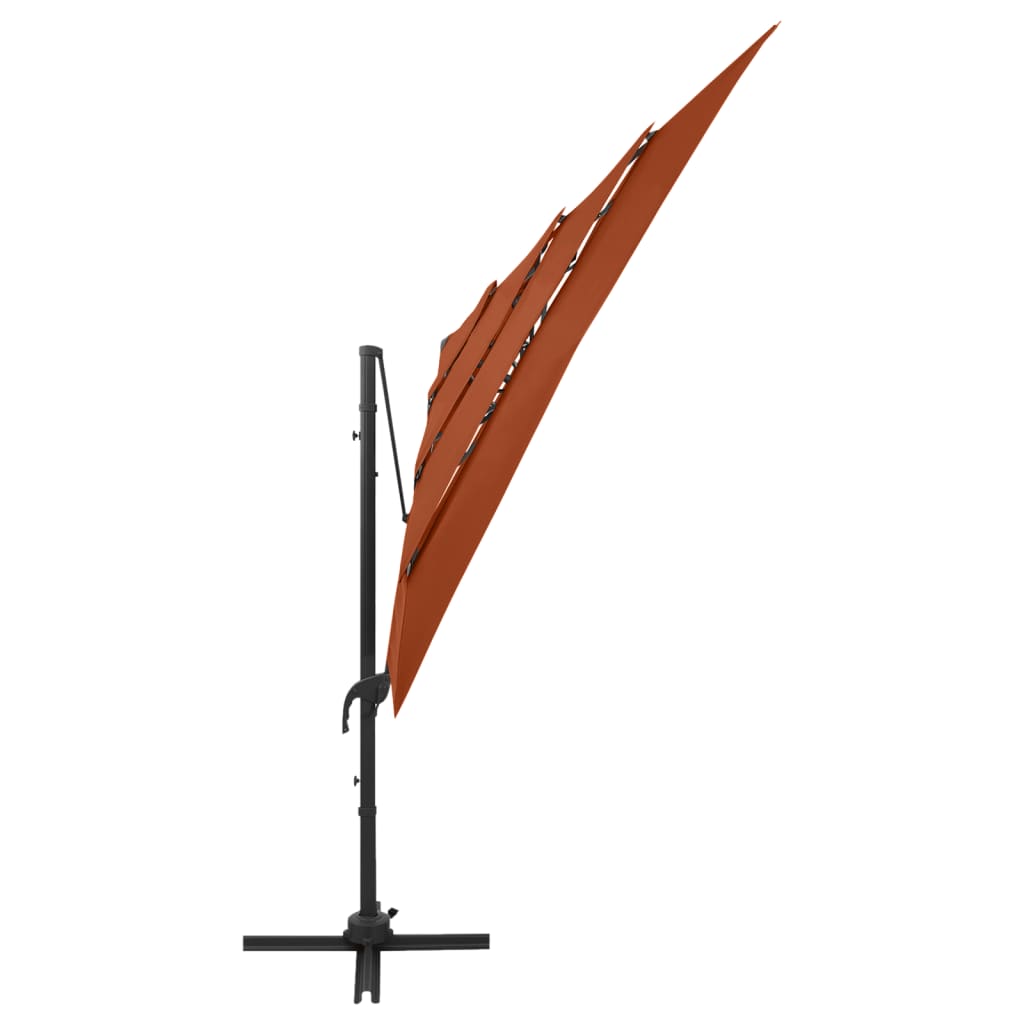 Parasol 4-Laags Met Aluminium Paal 250X250 Cm Terracottakleurig