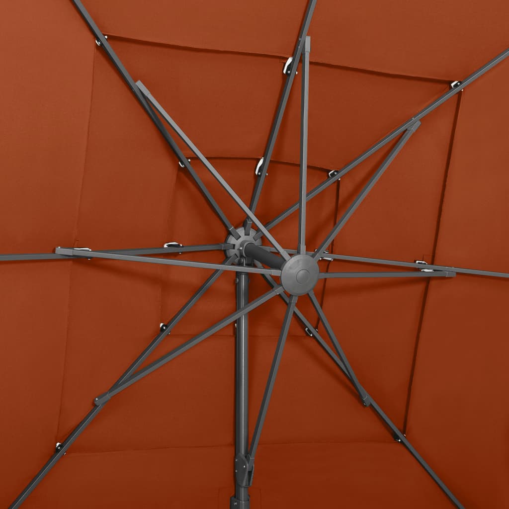 Parasol 4-Laags Met Aluminium Paal 250X250 Cm Terracottakleurig