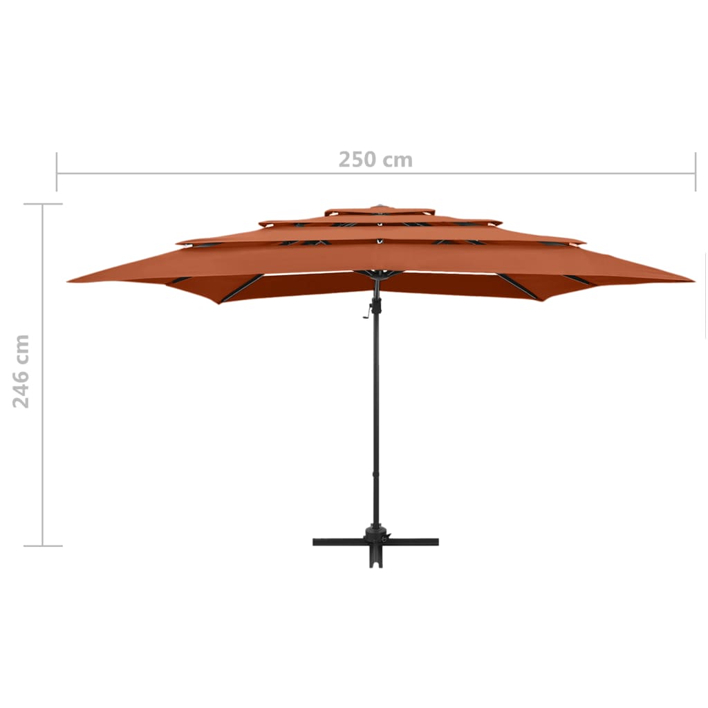 Parasol 4-Laags Met Aluminium Paal 250X250 Cm Terracottakleurig