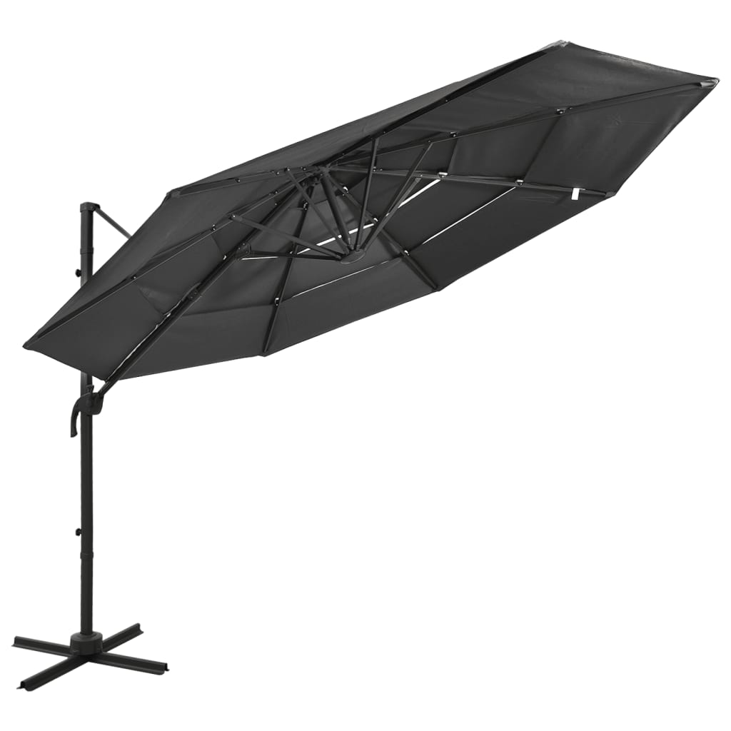 Parasol 4-Laags Met Aluminium Paal 3X3 M Antracietkleurig