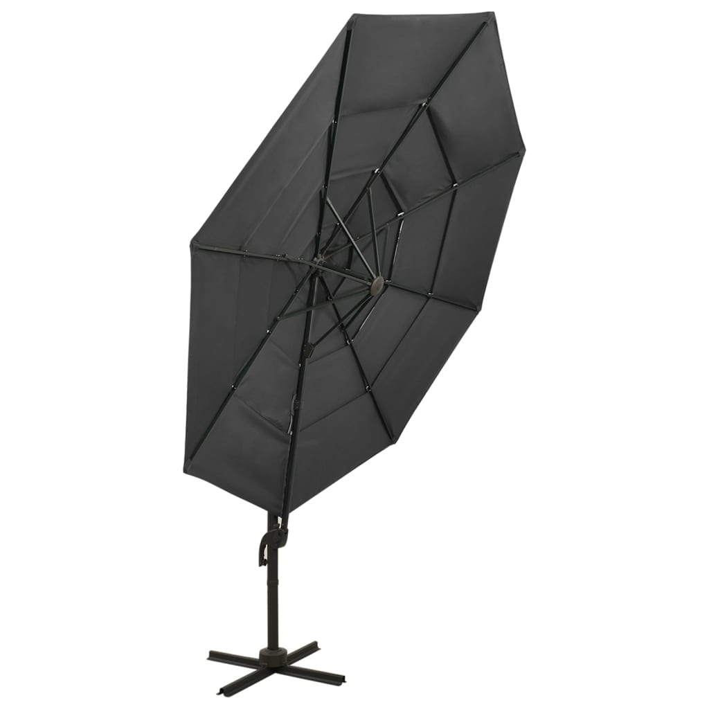 Parasol 4-Laags Met Aluminium Paal 3X3 M Antracietkleurig