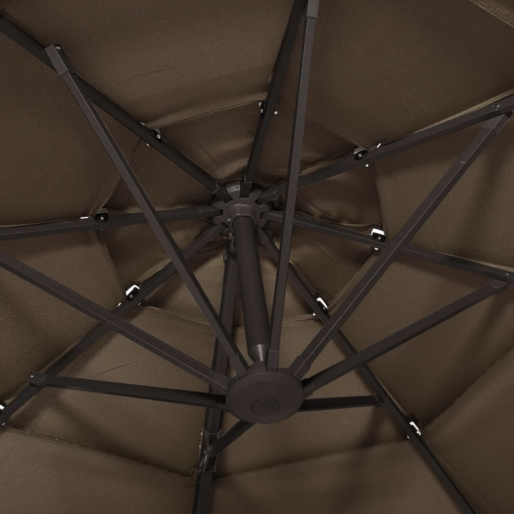 Parasol 4-Laags Met Aluminium Paal 3X3 M Taupe