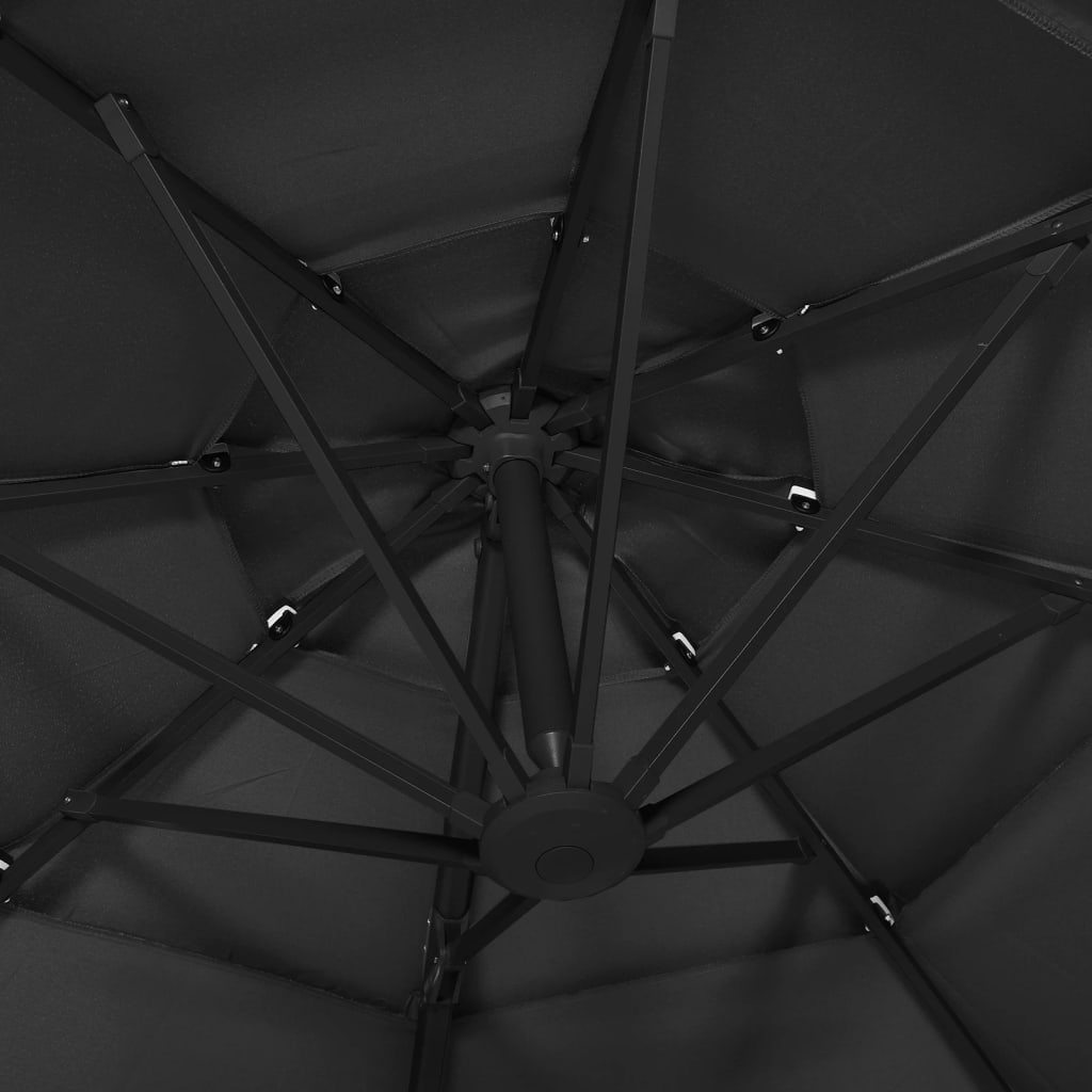 Parasol 4-Laags Met Aluminium Paal 3X3 M Zwart