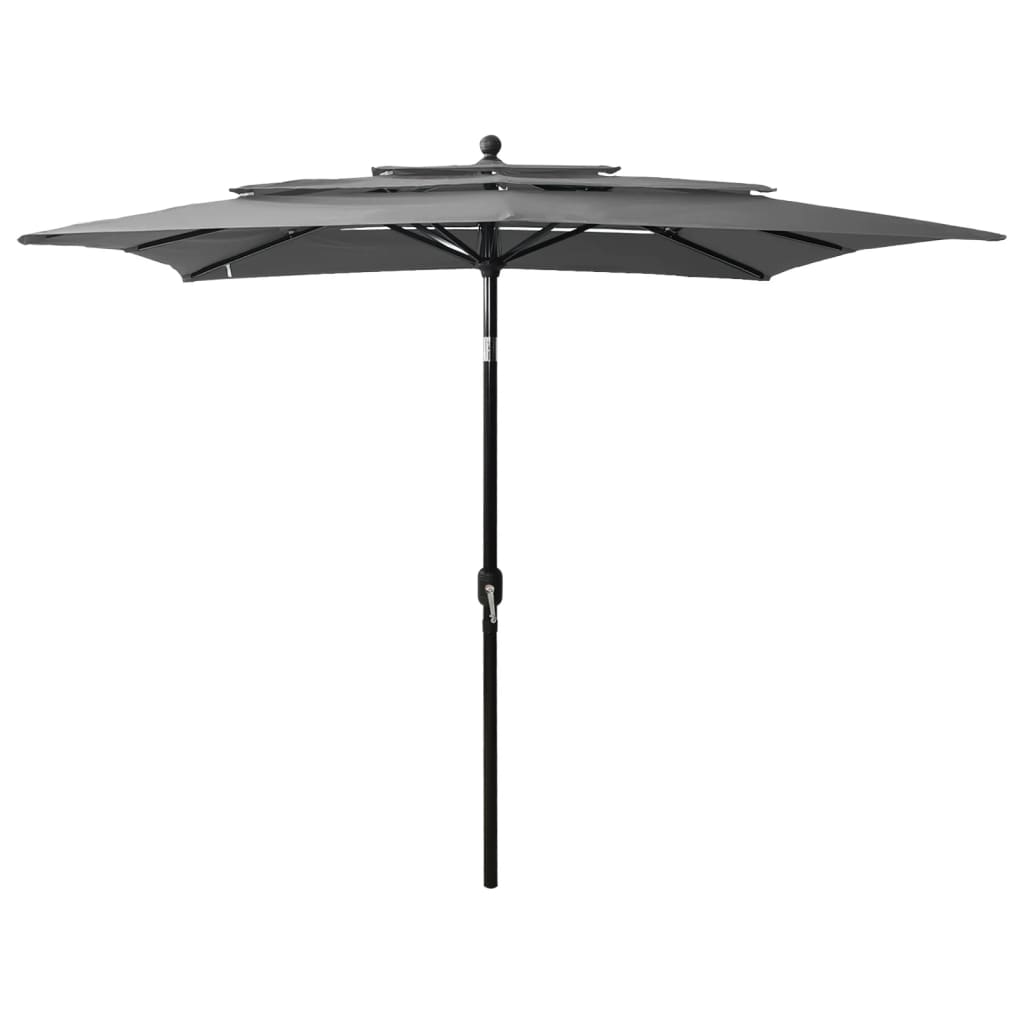 Parasol 3-Laags Met Aluminium Paal 2,5X2,5 M Antracietkleurig