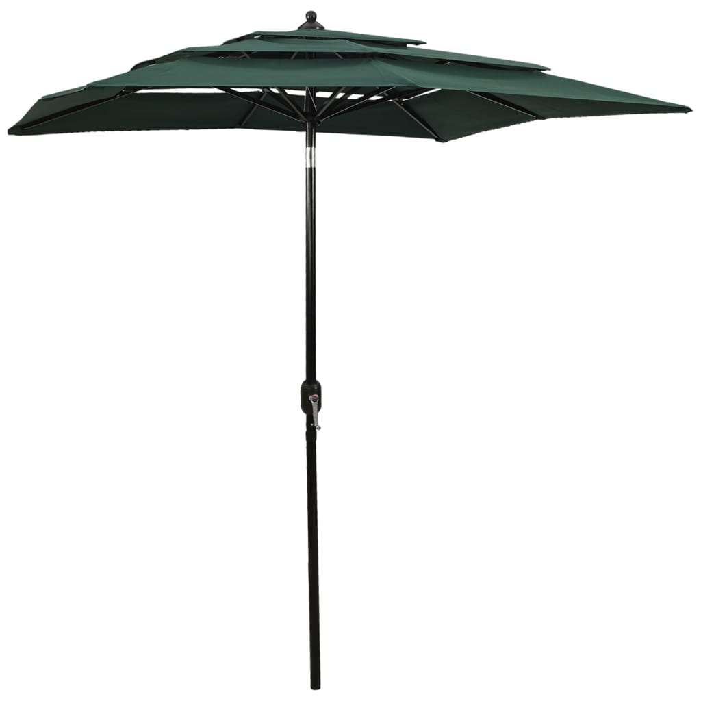 Parasol 3-Laags Met Aluminium Paal 2X2 M Groen