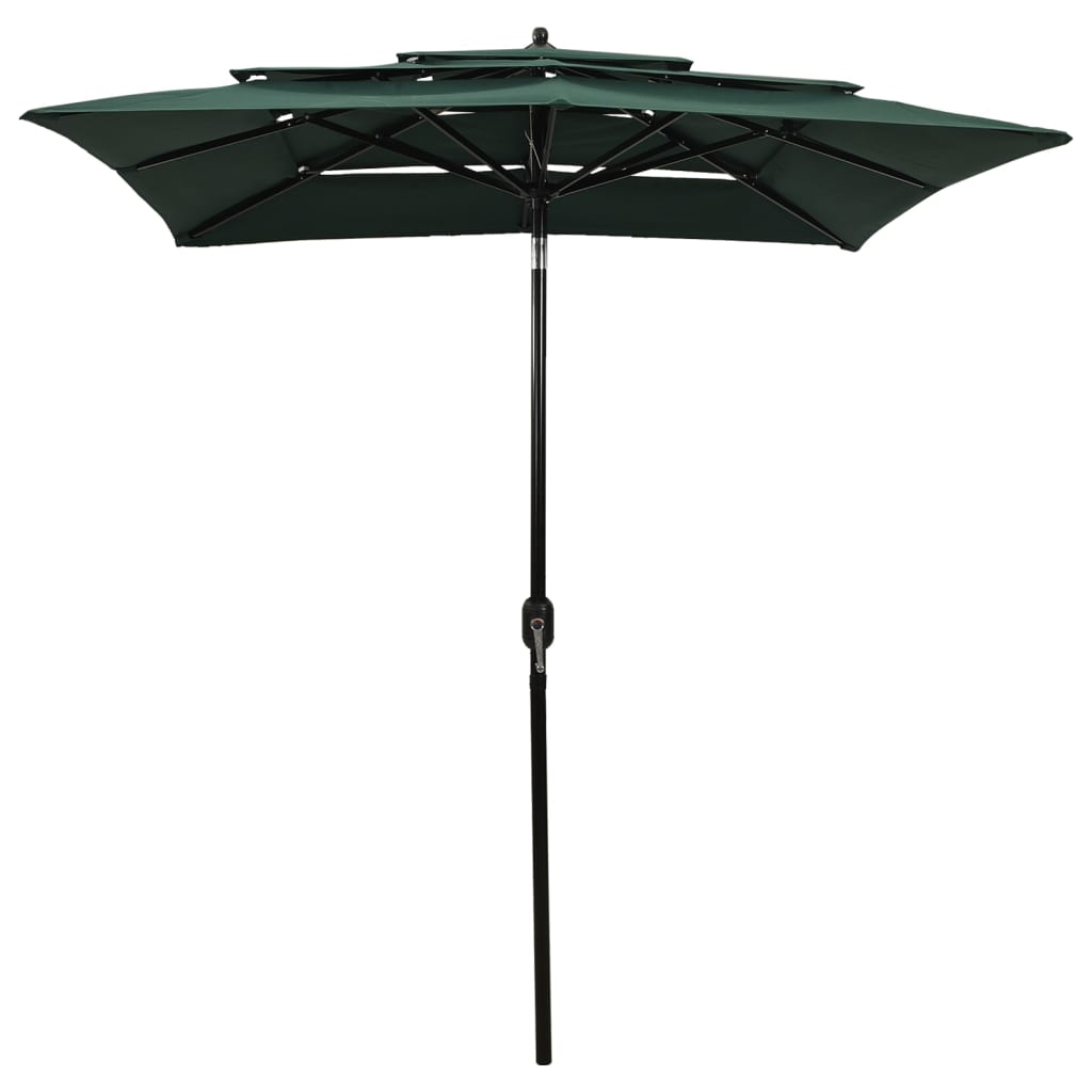 Parasol 3-Laags Met Aluminium Paal 2X2 M Groen